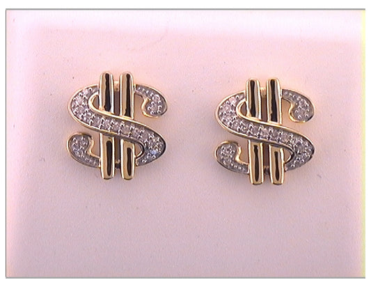 10kt Yellow Gold 1/10ctw Diamond P1p2 Gift Dollar Earring