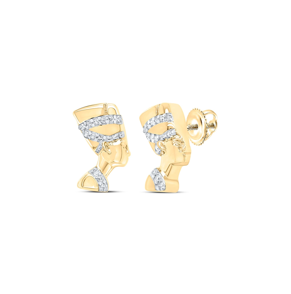 10kt Yellow Gold 1/20ctw Diamond P1p2 Gift Nefertiti Queen Earring
