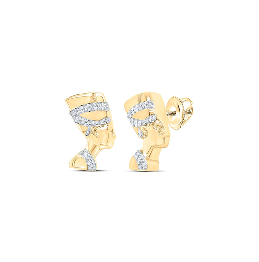 10kt Yellow Gold 1/20ctw Diamond P1p2 Gift Nefertiti Queen Earring