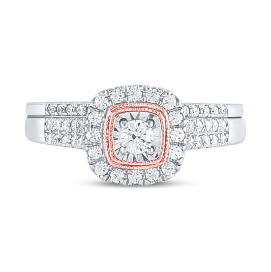 10K Two-tone Gold Round Diamond Bridal Wedding Ring Band Set 1/2ctw, Women's Size: 5-10
