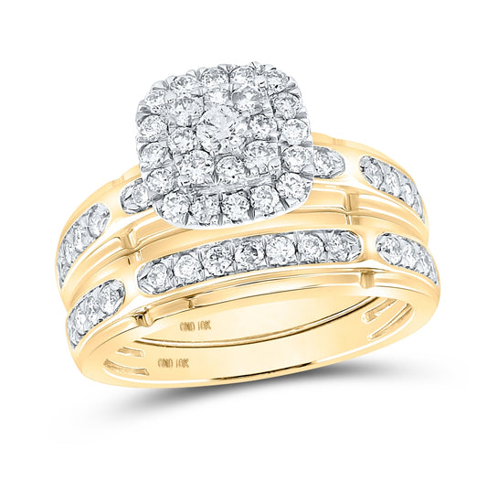 10K Yellow Gold His Hers Round Diamond Matching Wedding Set 1-1/5 Cttw, Womens Size: 5-10, Mens Size: 7-13