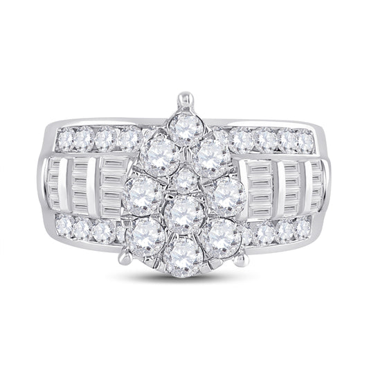 10K White Gold Round Diamond Pear Bridal Wedding Engagement Ring 2 Cttw, Womens Size: 5-10