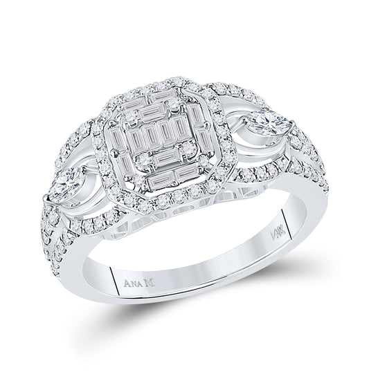 14K White Gold Baguette Diamond Square Bridal Wedding Engagement Ring 3/4 Cttw, Womens Size: 5-10