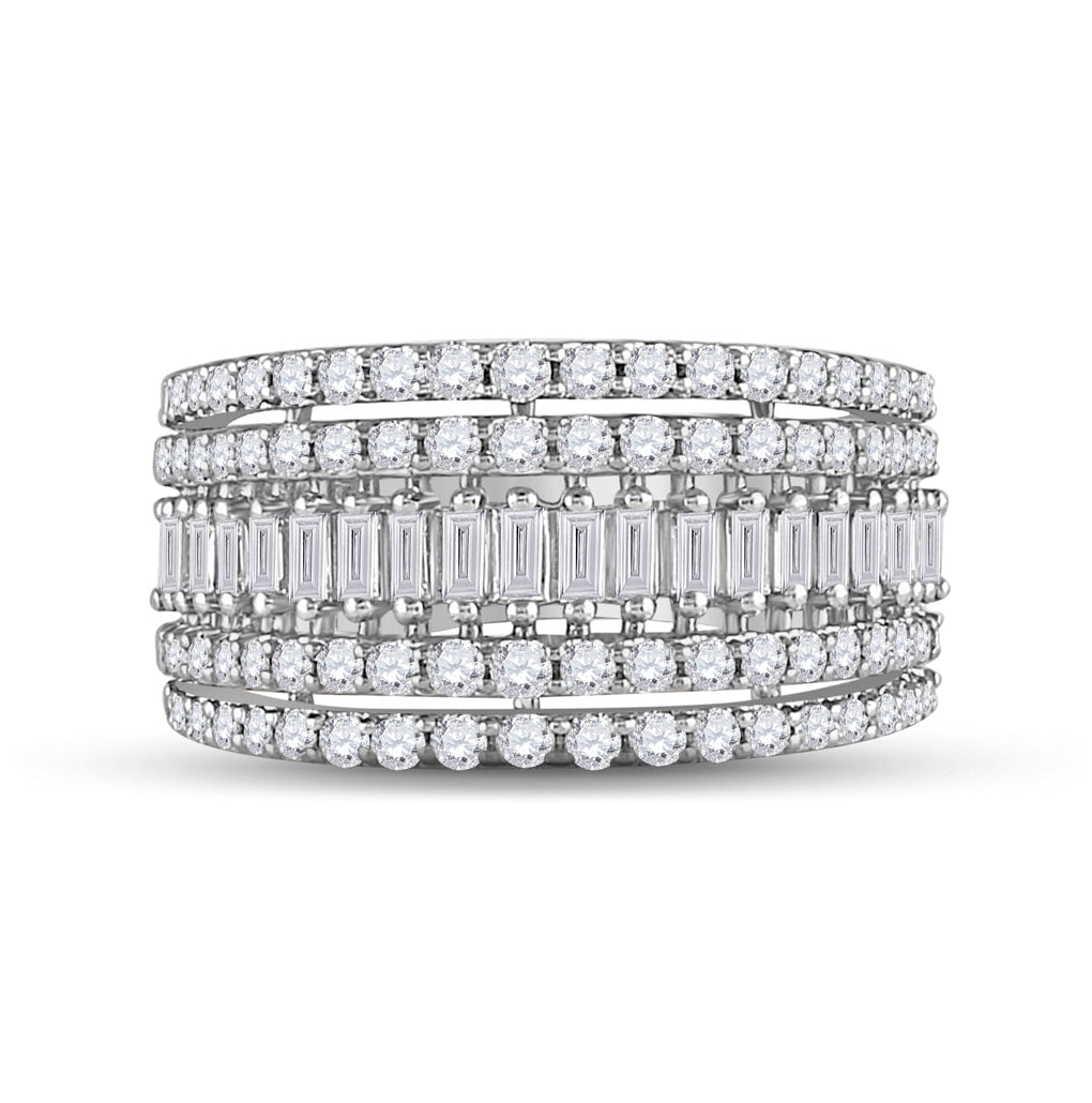 14kt White Gold Womens Baguette Diamond Fashion Modern Cocktail Ring 1.00 Cttw
