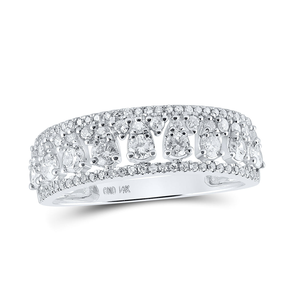 14K White Gold Womens Round Diamond Band Ring 3/4ctw, Womens Size: 5-10
