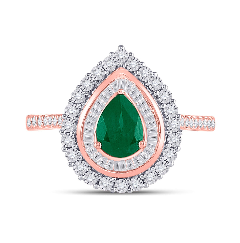 14kt Rose Gold 3/8ctw Diamond 1/2 Ct Emerald Ring