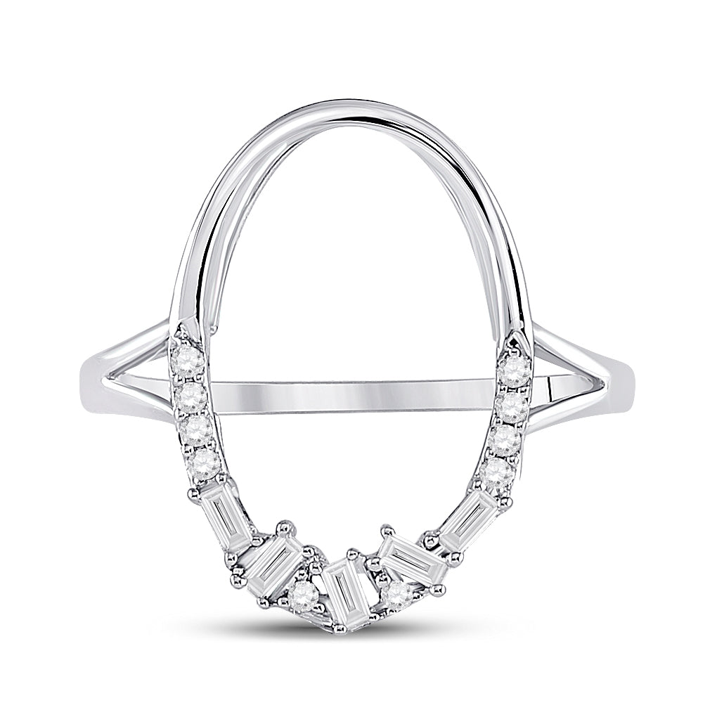 14K White Gold Womens Round Diamond Scattered Oval Ring 1/6 Cttw, Womens Size: 5-10