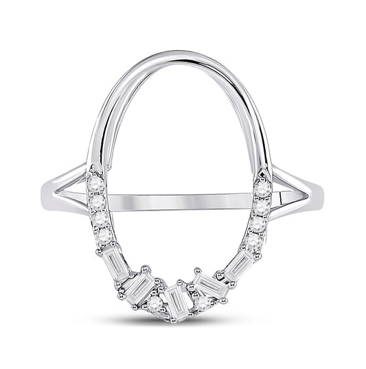 14K White Gold Womens Round Diamond Scattered Oval Ring 1/6 Cttw, Womens Size: 5-10