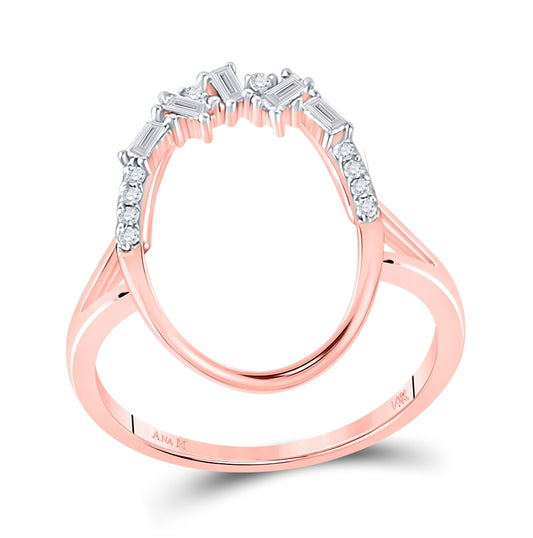 14K Rose Gold Womens Round Diamond Oval Ring 1/6 Cttw, Womens Size: 5-10