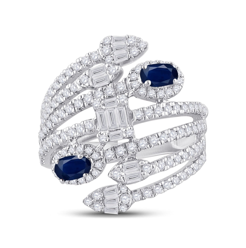 14kt White Gold 1 1/5ctw Diamond Ana M  5x3 Mm Sapphire Natural Gem Diana Ring