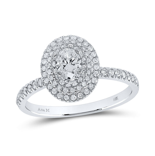 14K White Gold Oval Diamond Halo Bridal Wedding Engagement Ring 3/4 Cttw, Womens Size: 5-10
