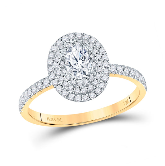 14kt Yellow Gold Womens Oval Diamond Halo Bridal Wedding Engagement Ring 3/4 Cttw (certified)