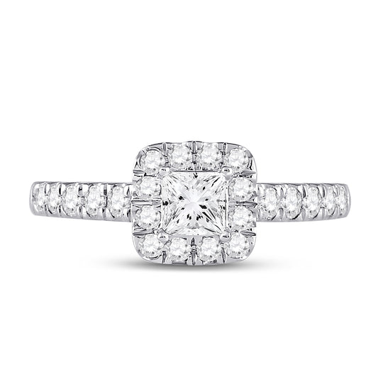 14K White Gold Princess Diamond Halo Bridal Wedding Engagement Ring 1 Cttw, Womens Size: 5-10