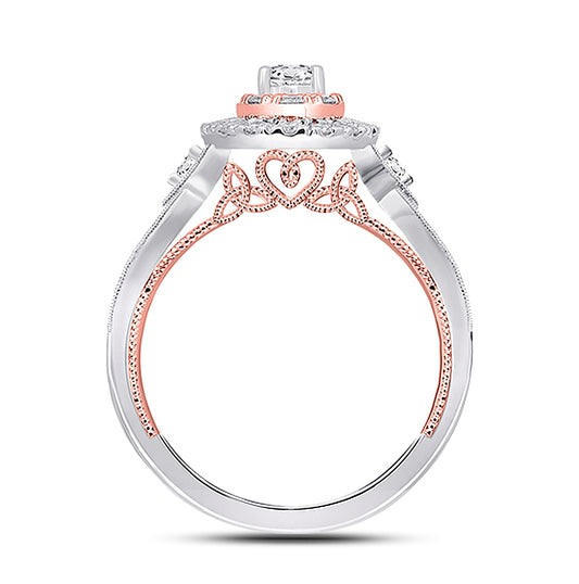 10K Two-tone Gold Round Diamond Bridal Wedding Ring Band Set 1ctw, Womens Size: 5-10