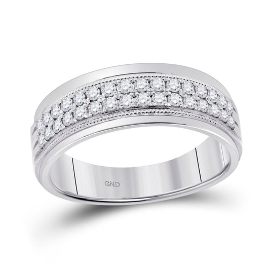 10K White Or Yellow Gold Mens Round Diamond Wedding Machine Set Band Ring , Mens Size: 7-13