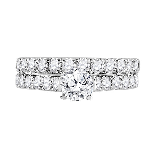 14K White Gold Round Dia. Bridal Wedding Band Set 2ctw, Women's Sz: 5-10