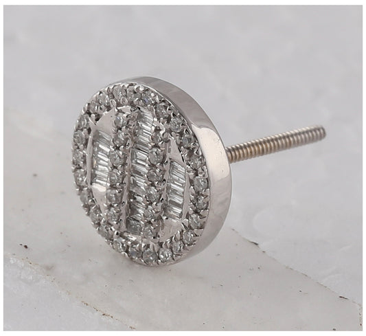 10K Yellow Or White Or Rose Gold Baguette Diamond Circle Cluster Earrings