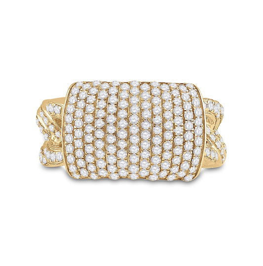 10K Yellow Gold Mens Round Diamond Statement Fashion Ring 2 Cttw, Mens Size: 7-13