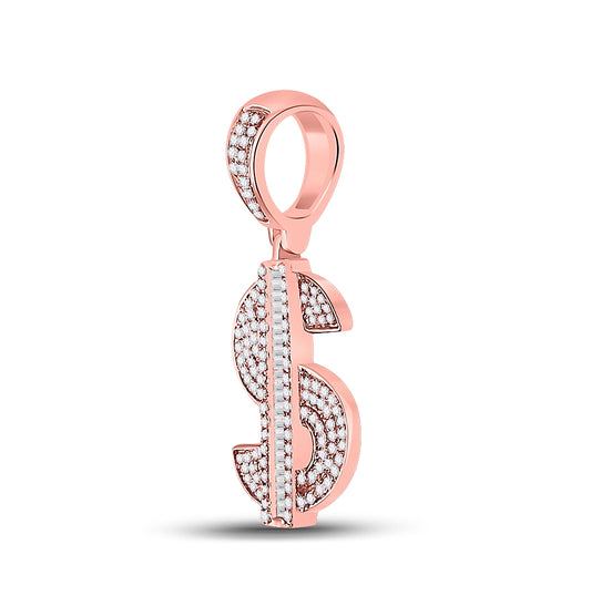10kt Rose Gold Mens Baguette Diamond Fashion Charm Pendant 5/8 Cttw
