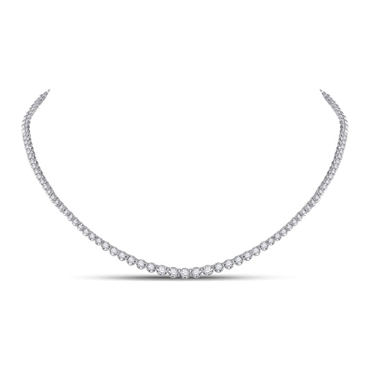 14kt White Gold Womens Round Diamond Graduated Tennis Necklace 2.00 Cttw