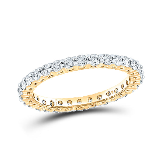 14kt Yellow Gold Womens Round Diamond Classic Eternity Ring 1.00 Cttw Size-8