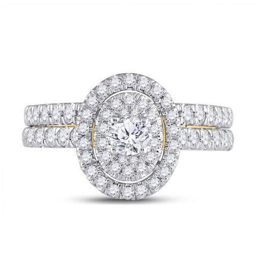 10kt Yellow Gold Womens Round Diamond Bridal Wedding Engagement Ring Band Set 1.00 Cttw  (certified)