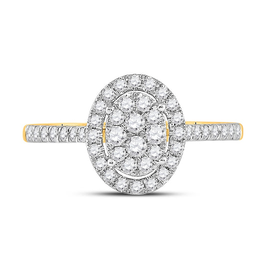 10K Yellow Gold Round Dia. Cluster Wedding Engagement Ring 1/2ctw, Women's Size: 5-10