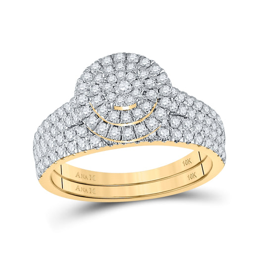 10kt Yellow Gold Womens Round Diamond Bridal Wedding Engagement Ring Band Set 1.00 Cttw