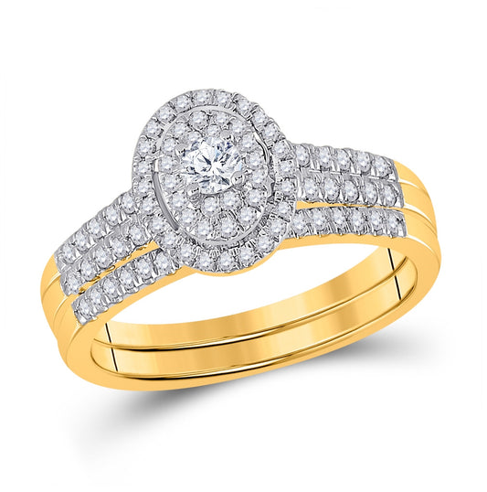 10kt Yellow Gold 1/2ctw Diamond Cn 1/8ct-crd Bridal Set