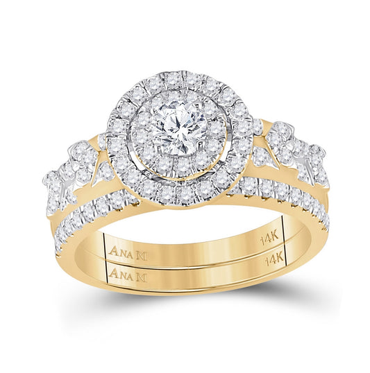 14K Yellow Gold Round Diamond Bridal Wedding Ring Band Set 1ctw, Women's Size: 5-10