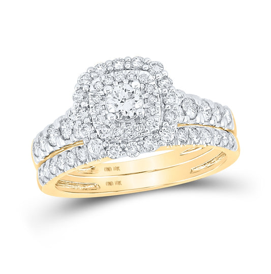 10K Yellow Gold Round Diamond Bridal Wedding Ring Band Set 1ctw, Womens Size: 5-10