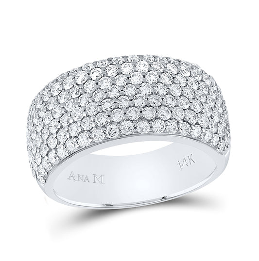 14K White Gold Womens Round Diamond Pave Anniversary Ring 1-7/8 Cttw, Womens Size: 5-10