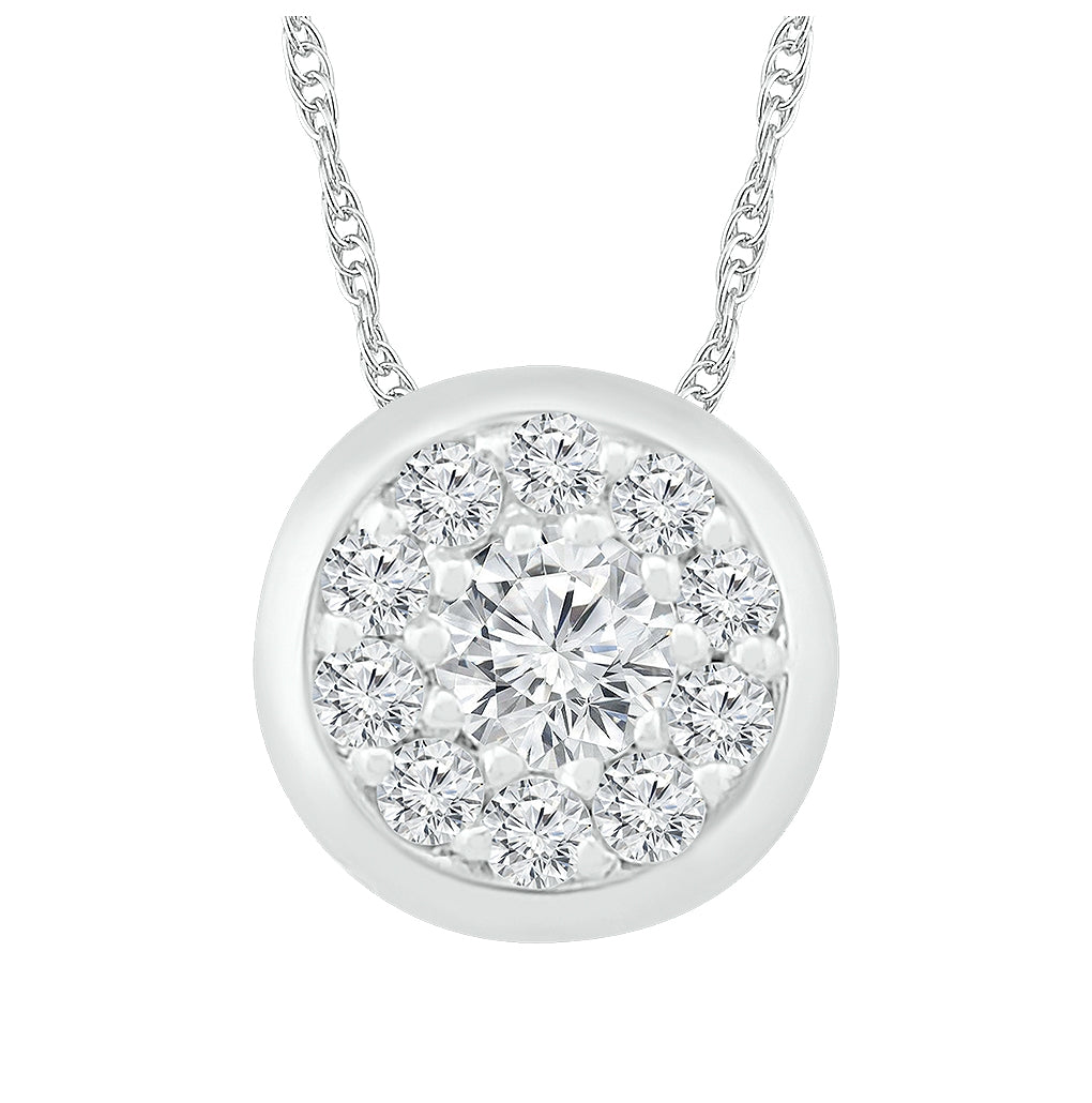 10kt White Gold 1/6ctw Diamond P1 Gift Round Pendant
