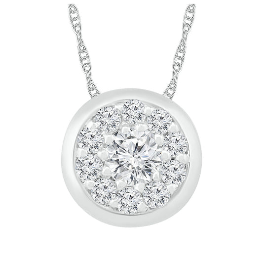 10kt White Gold 1/6ctw Diamond P1 Gift Round Pendant