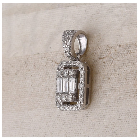 14K White Gold Womens Baguette Diamond Cluster Pendant 1/2 Cttw