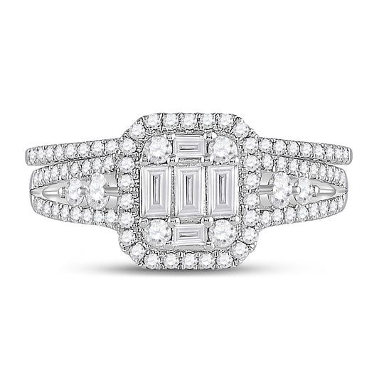 14K White Gold Round Dia Bridal Wedding Band Set 1ctw, Women's Size: 5-10
