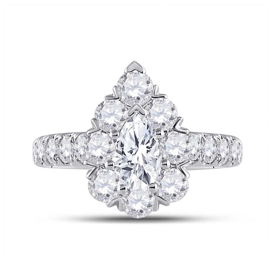 14K White Gold Pear Diamond Halo Bridal Wedding Engagement Ring 2-3/8 Cttw, Womens Size: 5-10