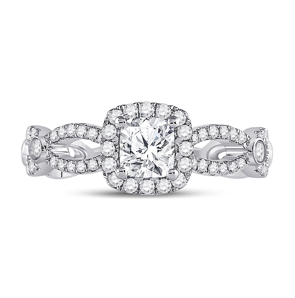 14kt White Gold 1 1/3ctw Diamond Ana M 3/4ct-ccushion Engagement Single Halo