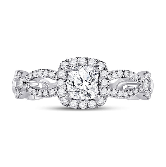 14kt White Gold 1 1/3ctw Diamond Ana M 3/4ct-ccushion Engagement Single Halo