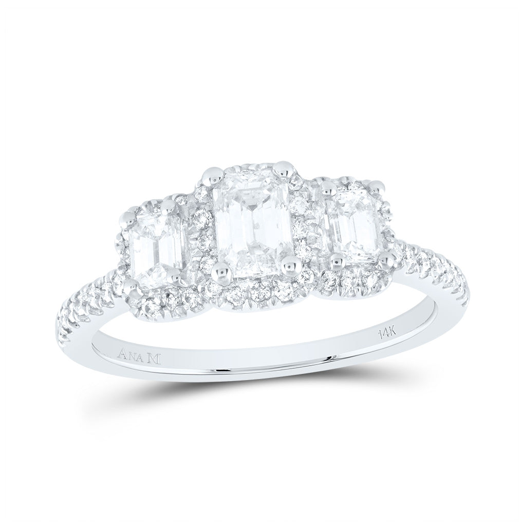 14kt White Gold 1ctw Diamond Ana M 1/2ct-ceme 2*1/5ct-seme Bridal Fashion Ring