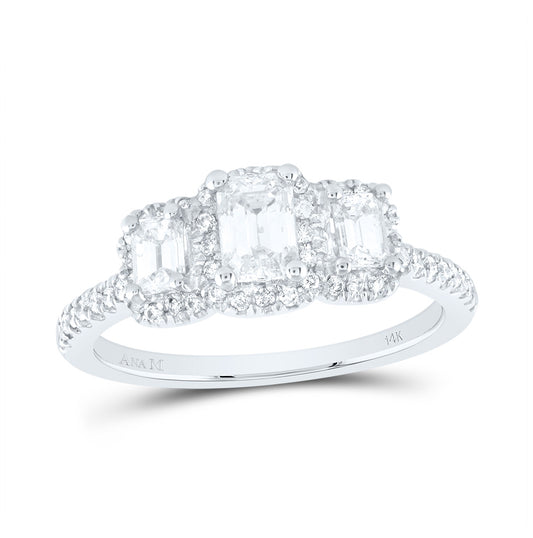 14kt White Gold 1ctw Diamond Ana M 1/2ct-ceme 2*1/5ct-seme Bridal Fashion Ring