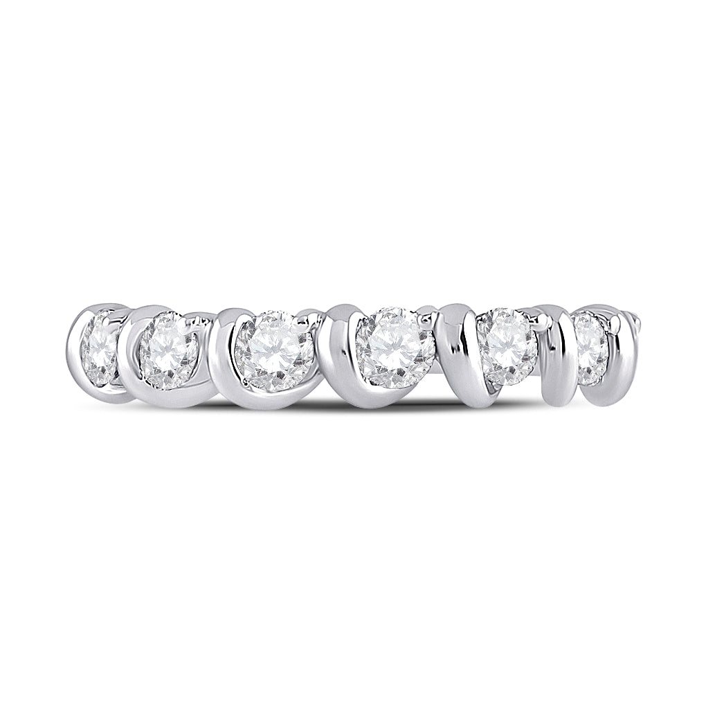 14K White Gold Womens Round Diamond Band Ring 3/4 Cttw, Womens Size: 5-10