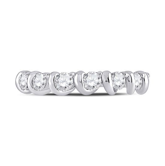 14K White Gold Womens Round Diamond Band Ring 3/4 Cttw, Womens Size: 5-10