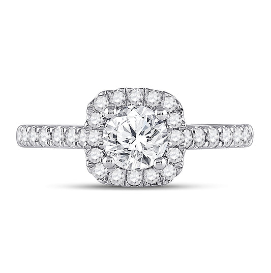 14K White Gold Round Diamond Halo Bridal Wedding Engagement Ring 1-1/3 Cttw, Womens Size: 5-10