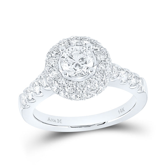 14kt White Gold 2 1/5ctw Diamond Ana M 3/4ct-crd Engagement Single Halo