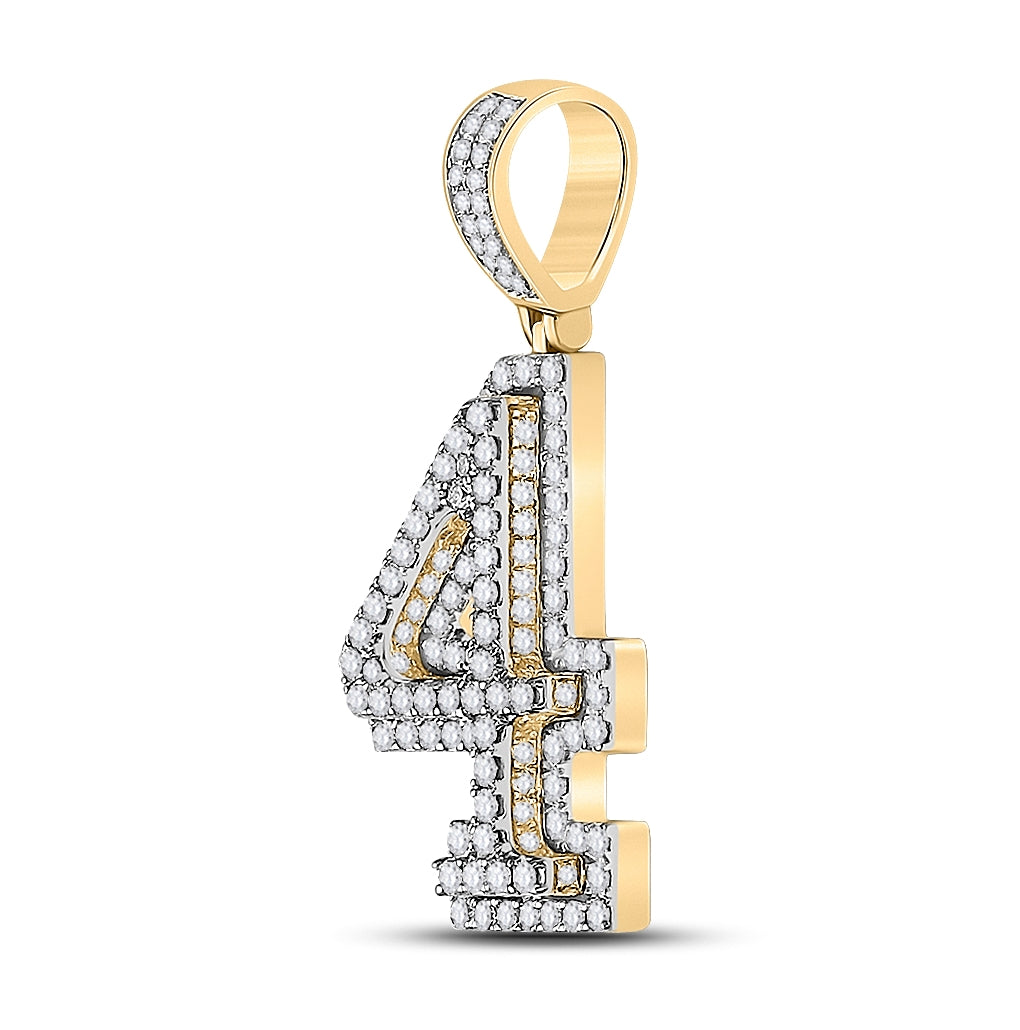 10K Yellow Gold Mens Round Diamond Number Charm Pendant