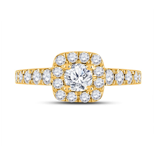 14K Yellow Gold Round Diamond Halo Bridal Wedding Engagement Ring 1-1/2 Cttw, Womens Size: 5-10