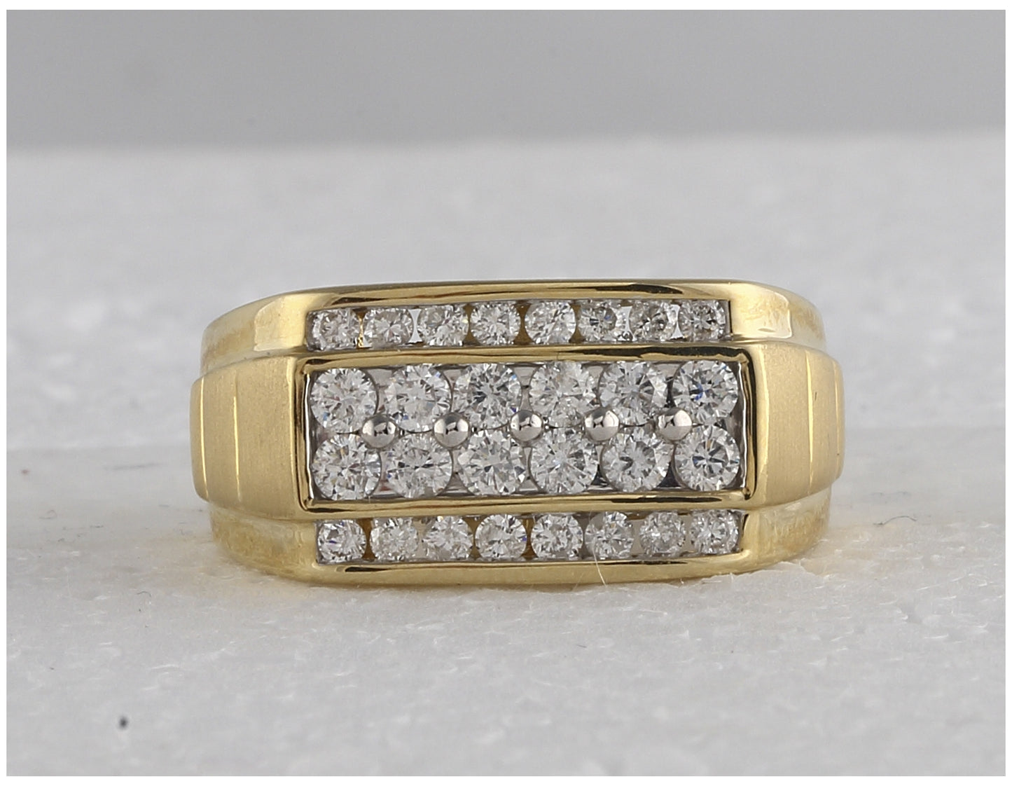14K Yellow Gold Mens Round Diamond Band Ring 1-1/2 Cttw, Mens Size: 7-13