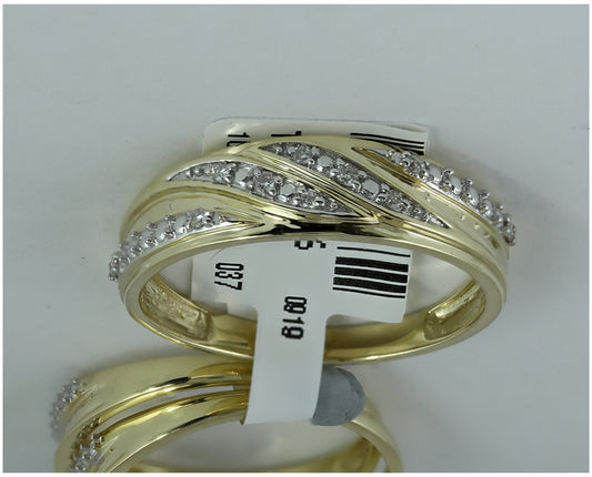 10K Yellow Gold His Hers Round Diamond Cluster Matching Wedding Set 1/3ctw, Women's Size: 5-10, Mens Size: 7-13
