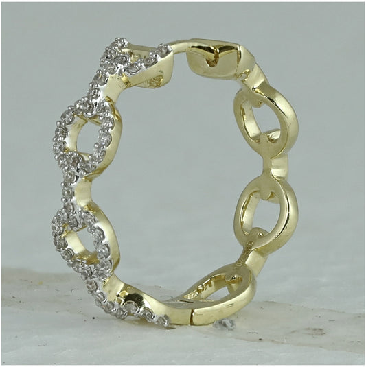 10K Yellow Gold Womens Round Diamond Cable Link Hoop Earrings 1/3 Cttw